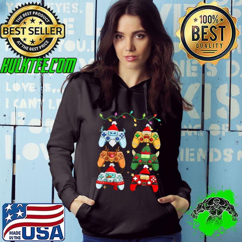 Christmas Santa Elf Gaming Controllers Snowman Elf Santa Reindeer T-Shirt Hoodie Christmas Santa Elf Gaming Controllers Snowman Elf Santa Reindeer T-Shirt Hoodie