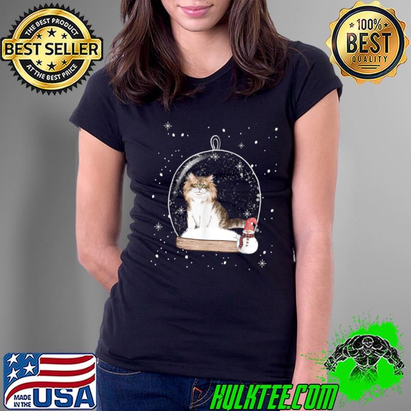 Christmas Siberian Cat Snow Globe Pajama T-Shirt Ladies Tee Christmas Siberian Cat Snow Globe Pajama T-Shirt Ladies Tee