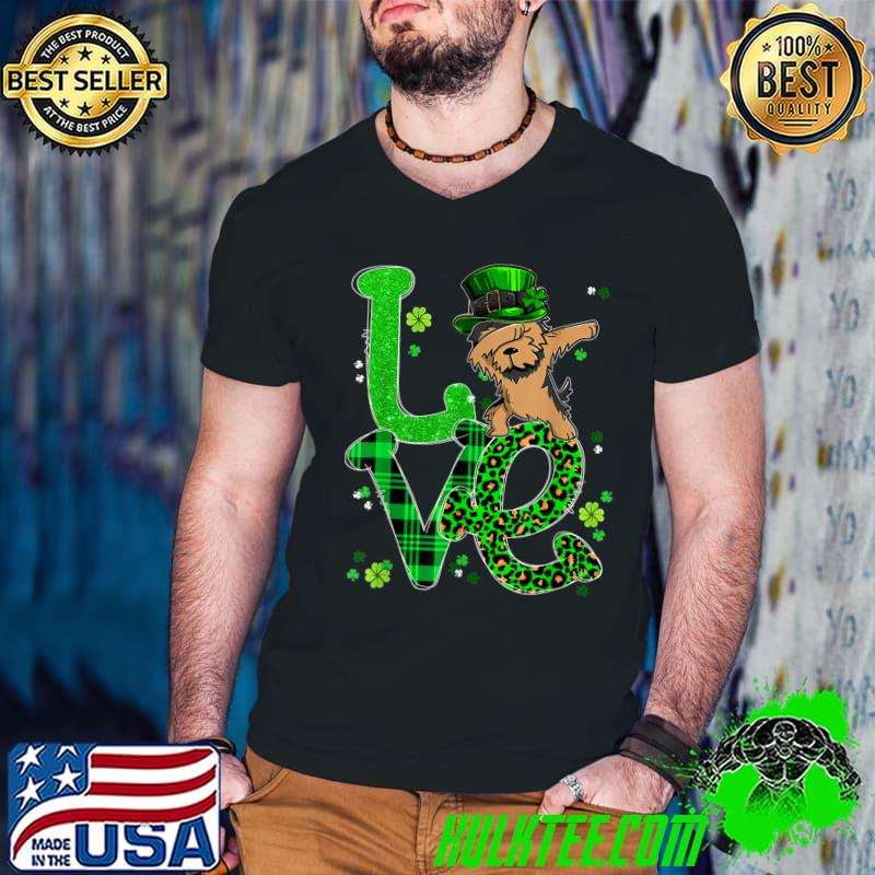 Dabbing Yorkie Dog Love Plaid And Leopard Shamrock St Patrick's Day T-Shirt
