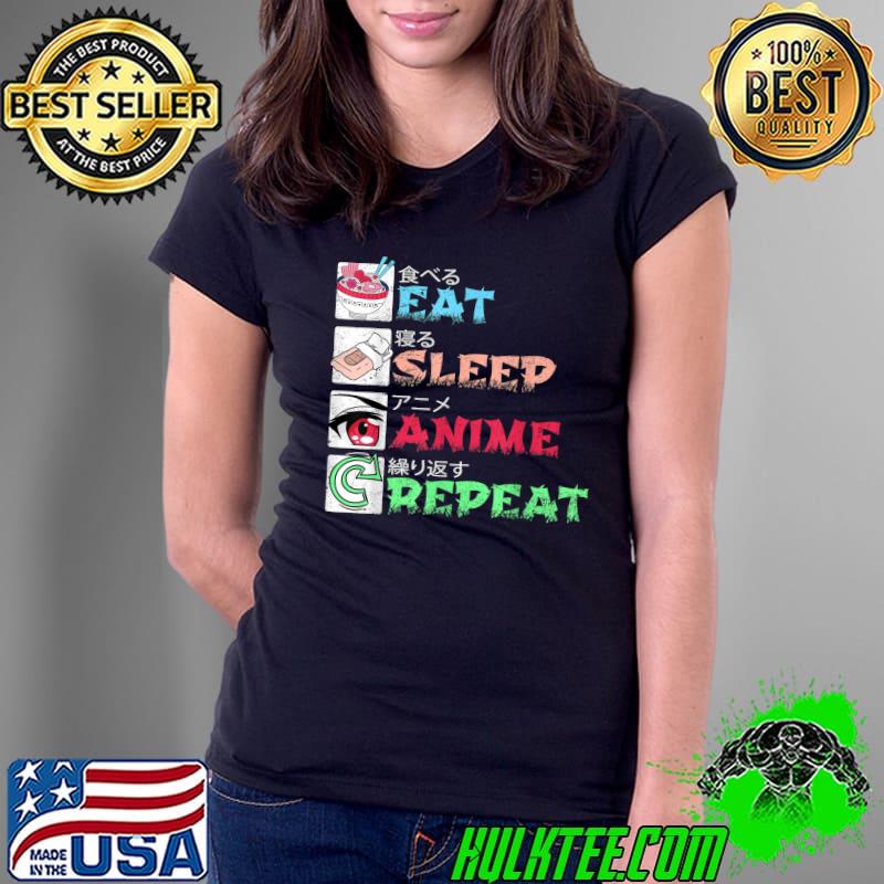 Eat Sleep Anime Repeat Retro Anime Manga T-Shirt