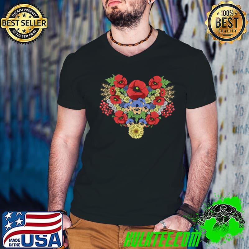 Floral Ukraine Poppies Viburnum Retro Ukrainian Vyshyvanka T-Shirt