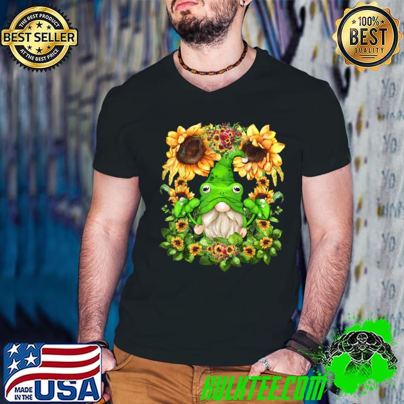 Frog Gnome For Just A Girl Who Loves Frogs And Sunflowers T-Shirt