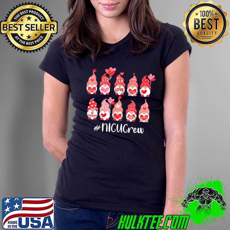 Gnome With Hearts Nicu Crew Valentine's Day Matching T-Shirt