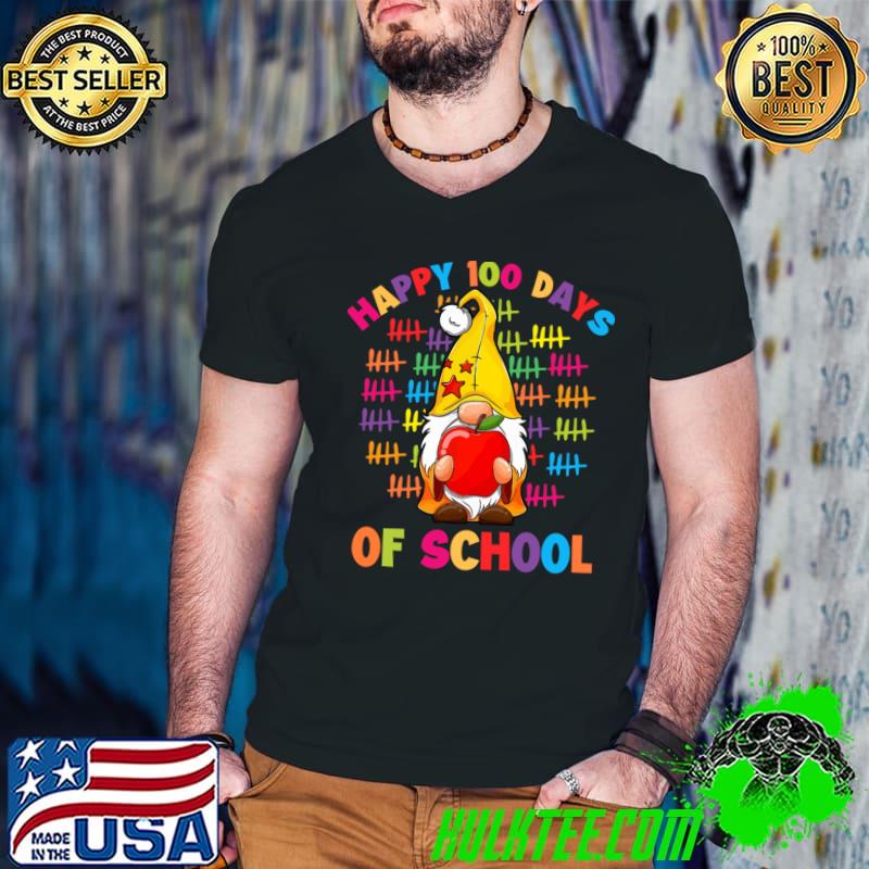 Happy 100 Days Of School Gnomes Magical School Day Apple Colors T-Shirt