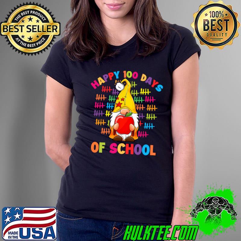 Happy 100 Days Of School Gnomes Magical School Day Apple Colors T-Shirt Ladies Tee Happy 100 Days Of School Gnomes Magical School Day Apple Colors T-Shirt Ladies Tee