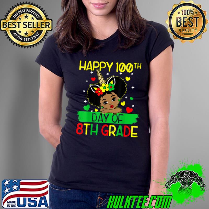 Happy 100th Day Of School 8th Grade Black Girl Hearts Toddler T-Shirt