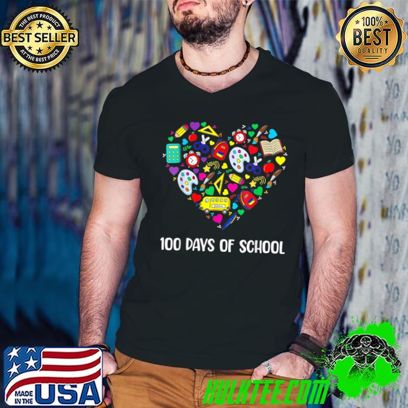 Happy 100th Days School I Love 100 Day Of School Gaming Heart T-Shirt