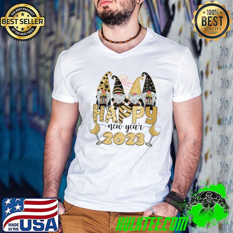 Happy New Year 2023 Gnomes New Year's Wine Fireworks T-Shirt