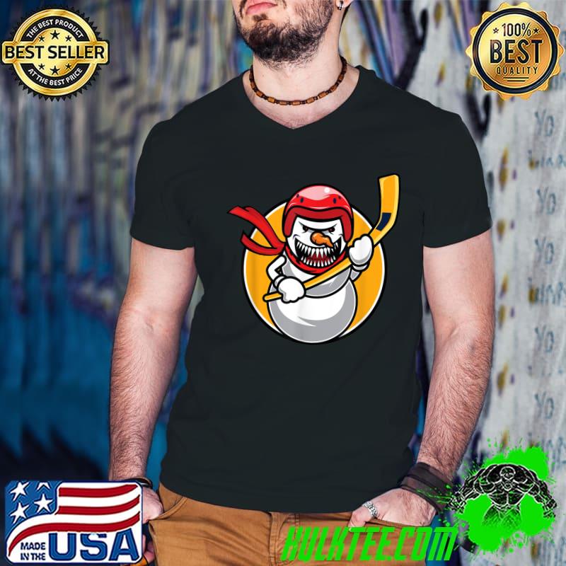 Hockey Goalie Merry Christmas Holiday Happy Snowman T-Shirt