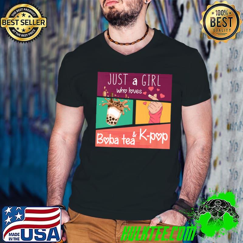 Just A Girl Who Loves Boba Tea & K-pop Hallyu - Art On Back Retro T-Shirt