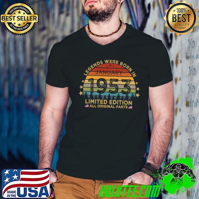 Legends Were Born In January 1953 Limited Edition Patriotic Vintage Usa Flag Stars T-Shirt