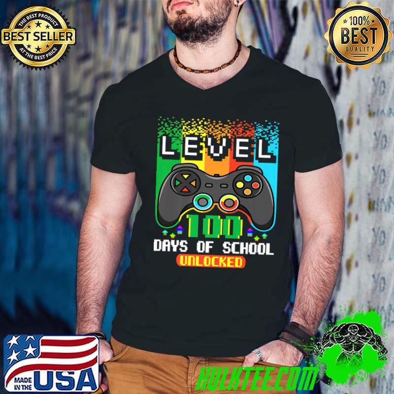 Level 100 Days Of School Unlocked Gamer Video Games Controller Vintage T-Shirt