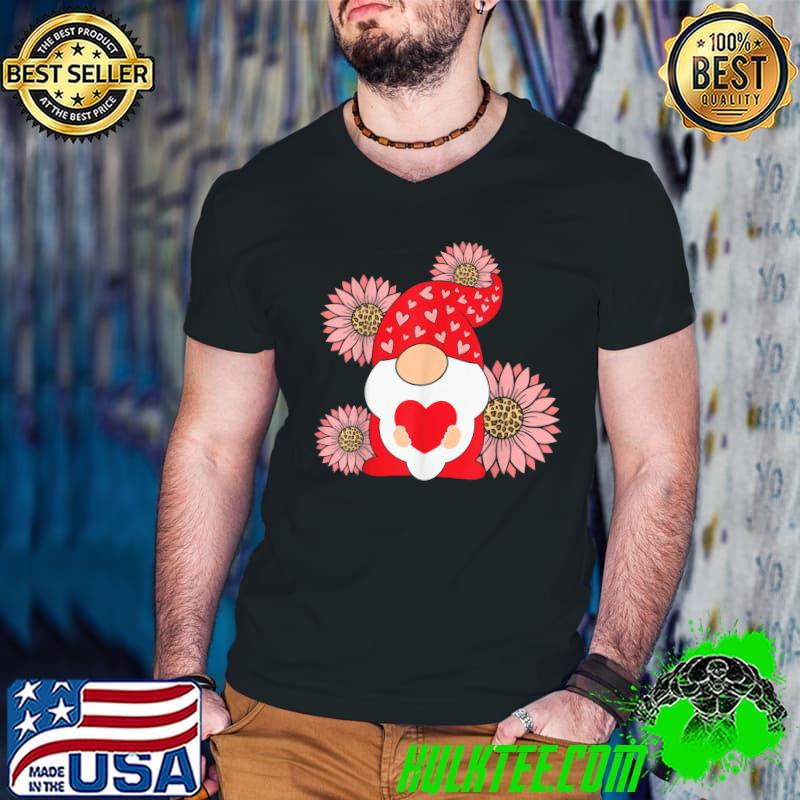 Love Gnome With Sunflower Valentines Day Gnomes Floral T-Shirt