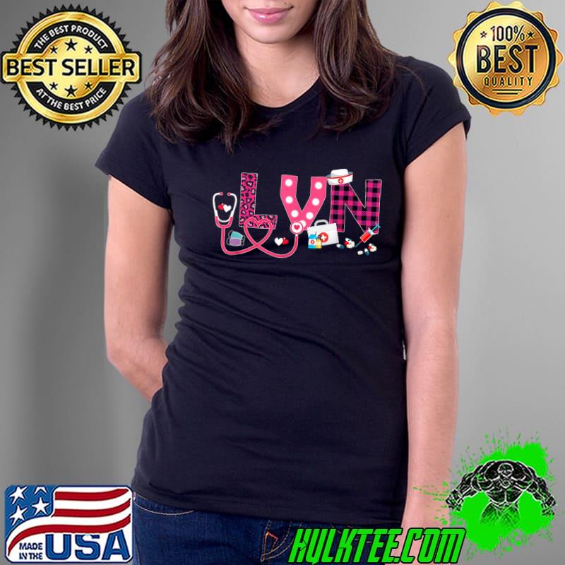 Love Stethoscope Nurse Lvn Life Valentine Day Leopard Plaid T-Shirt Ladies Tee Love Stethoscope Nurse Lvn Life Valentine Day Leopard Plaid T-Shirt Ladies Tee