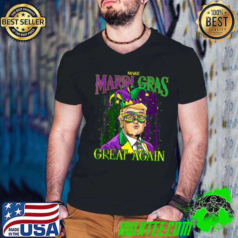 Make Mardi Gras Great American Flag Trump President Costume T-Shirt