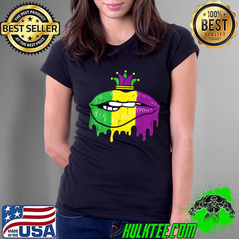 Mardi Gras Dipping Lips Jester Hat Mouth Carnival Women Girl T-Shirt Ladies Tee Mardi Gras Dipping Lips Jester Hat Mouth Carnival Women Girl T-Shirt Ladies Tee