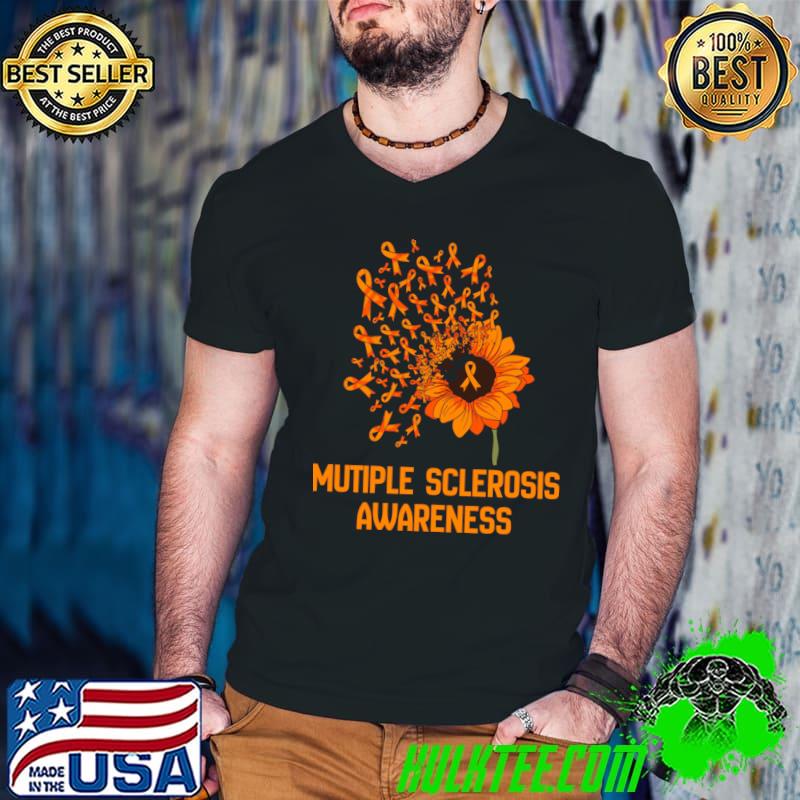 Multiple Sclerosis Awareness Orange Ribbon Sunflower T-Shirt