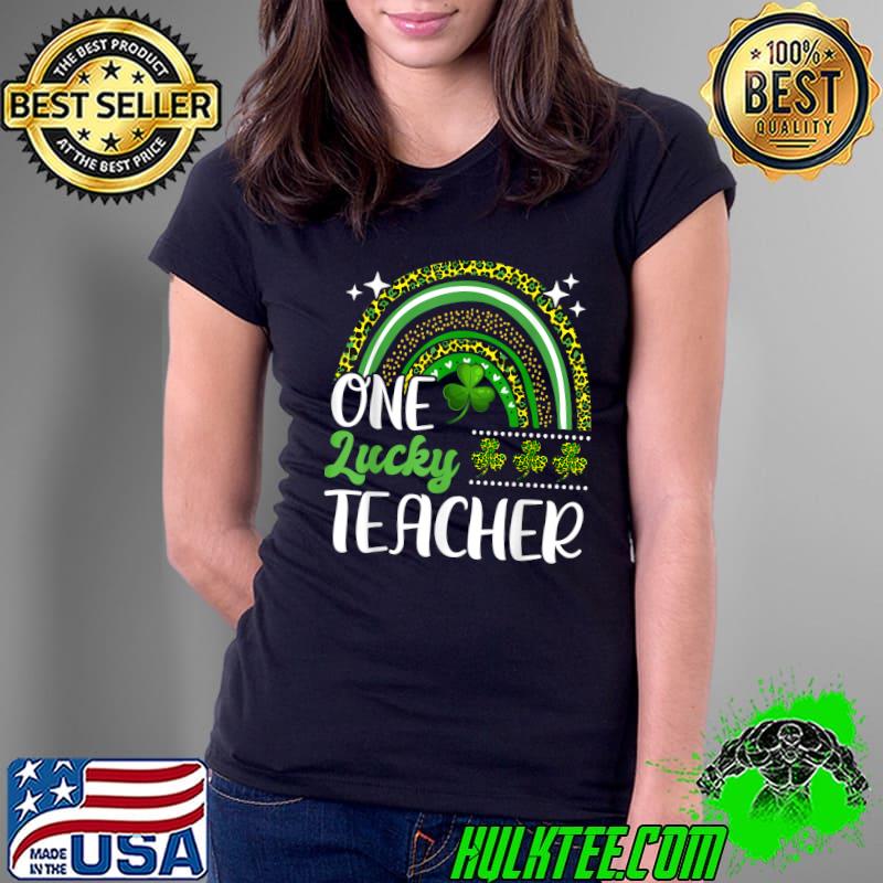 One Lucky Teacher Rainbow Leopard St Patrick’s Day Teacher T-Shirt