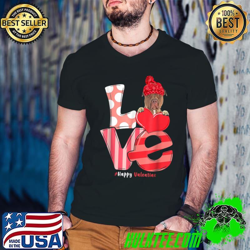 Pitbull Love Happy Valentine Dogs Heart Plaid T-Shirt