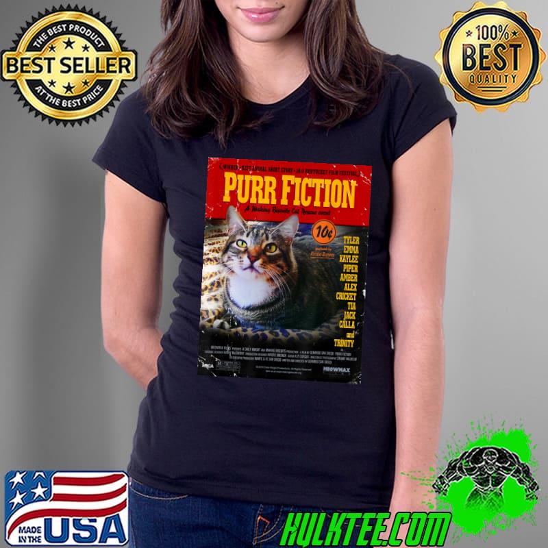 Purr Fiction Cat And Mouse Top Cute Cat Lover Parody T-Shirt