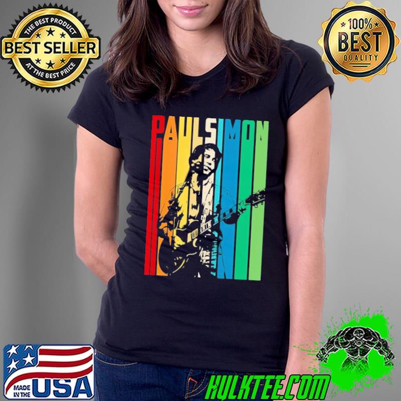 Retro colored Paul simon playing guitar design s Ladies Tee Retro colored Paul simon playing guitar design s Ladies Tee