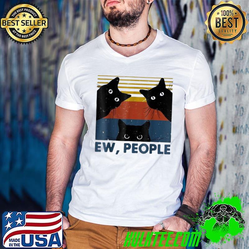 Retro Style Ew People Black Cat Introvert T-Shirt