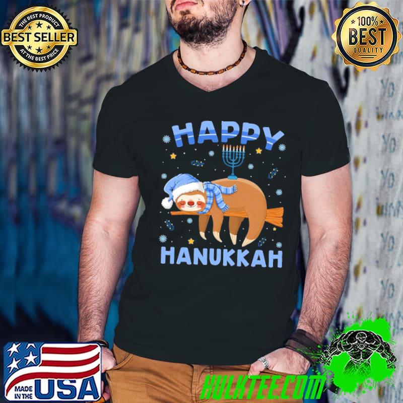 Sloth hanukka chanukah jewish pajama shirt