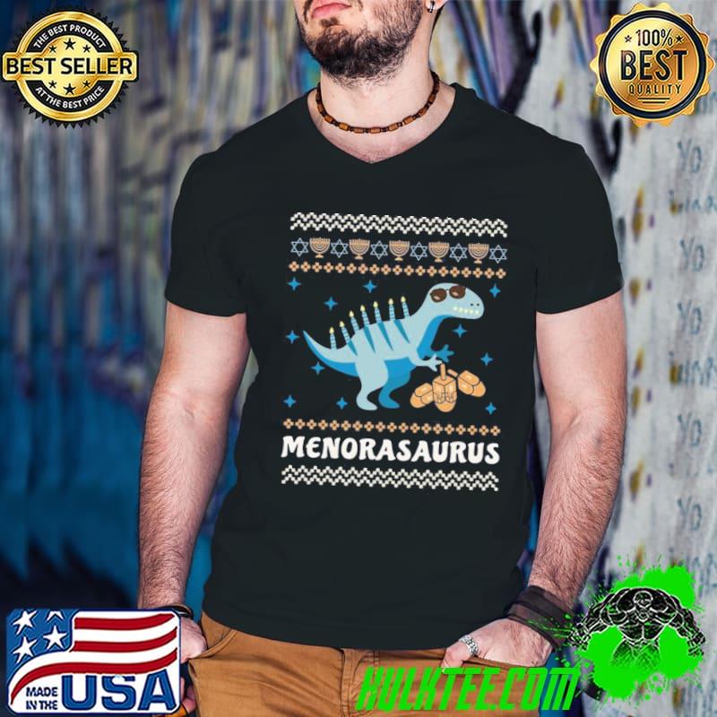 T rex dinosaur menorasaurus hanukkah classic shirt