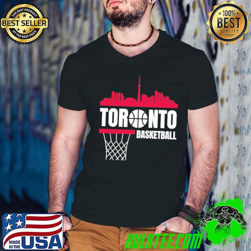 Toronto basketball red black white toronto raptors basketball skyline art trending shirt