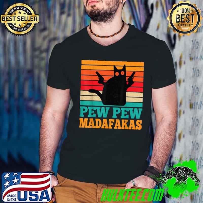 Vintage Pew Pew Madafakas Crazy Cat Guns Racerback T-Shirt