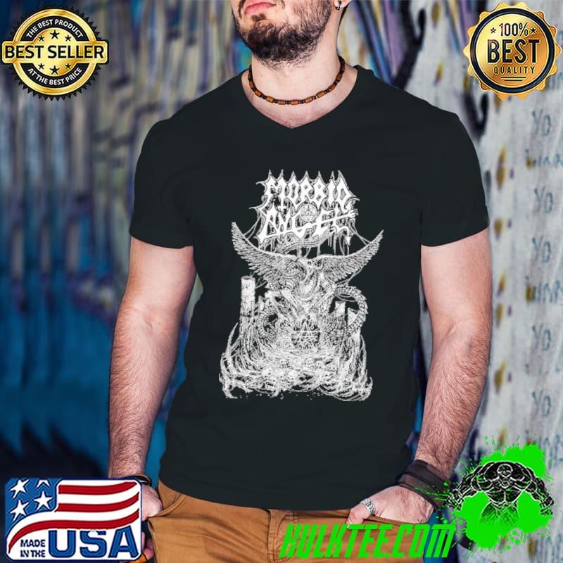 White and black scary art vintage morbid angel trending classic shirt