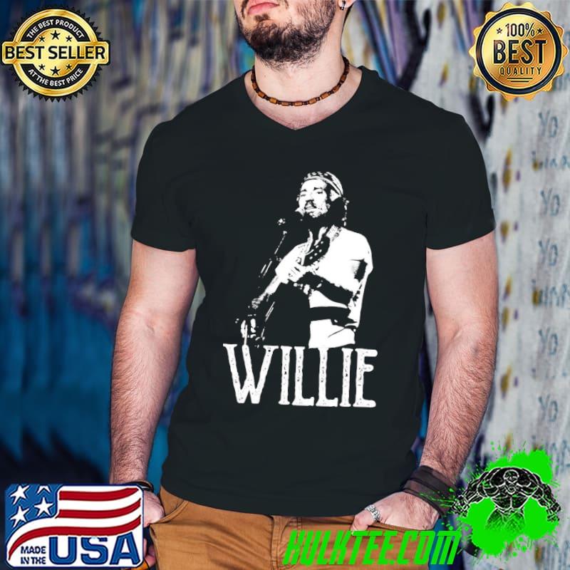 White the stencil willie nelson classic shirt
