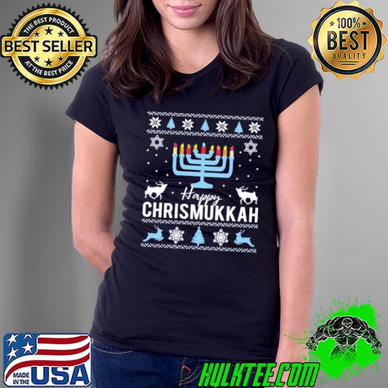 Xmas x hanukkah candles reindeer christmas happy chrismukkah classic s Ladies Tee Xmas x hanukkah candles reindeer christmas happy chrismukkah classic s Ladies Tee