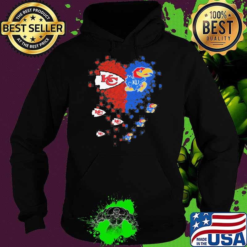 Kansas Chiefs and Kansas basketball love heart s Hoodie Kansas Chiefs and Kansas basketball love heart s Hoodie