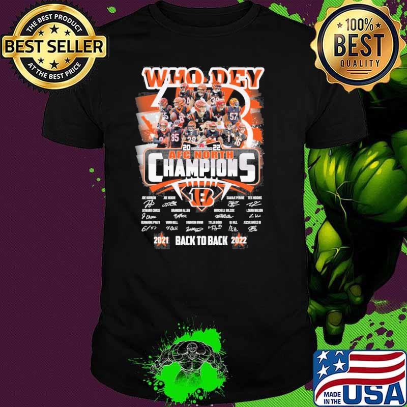 Who Dey AFC North champions Bengals back to back signatures shirt