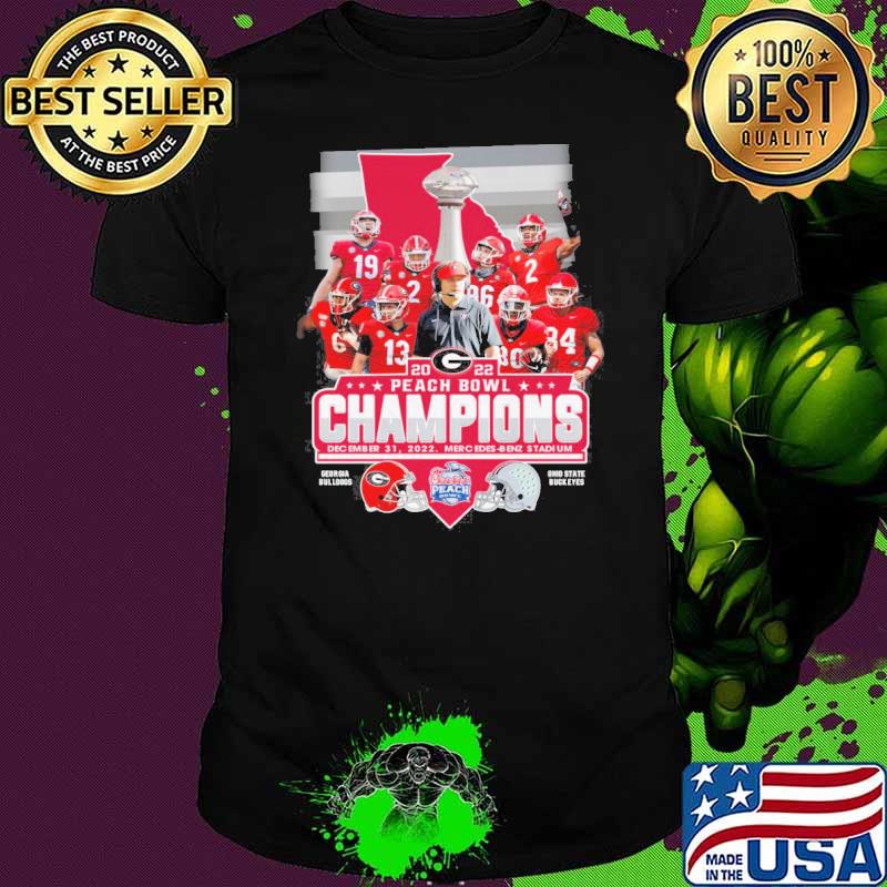 2022 peach bowl champions December 31,2022 Mercedes Benz stadium Georgia Bulldogs Ohio state buckeyes shirt