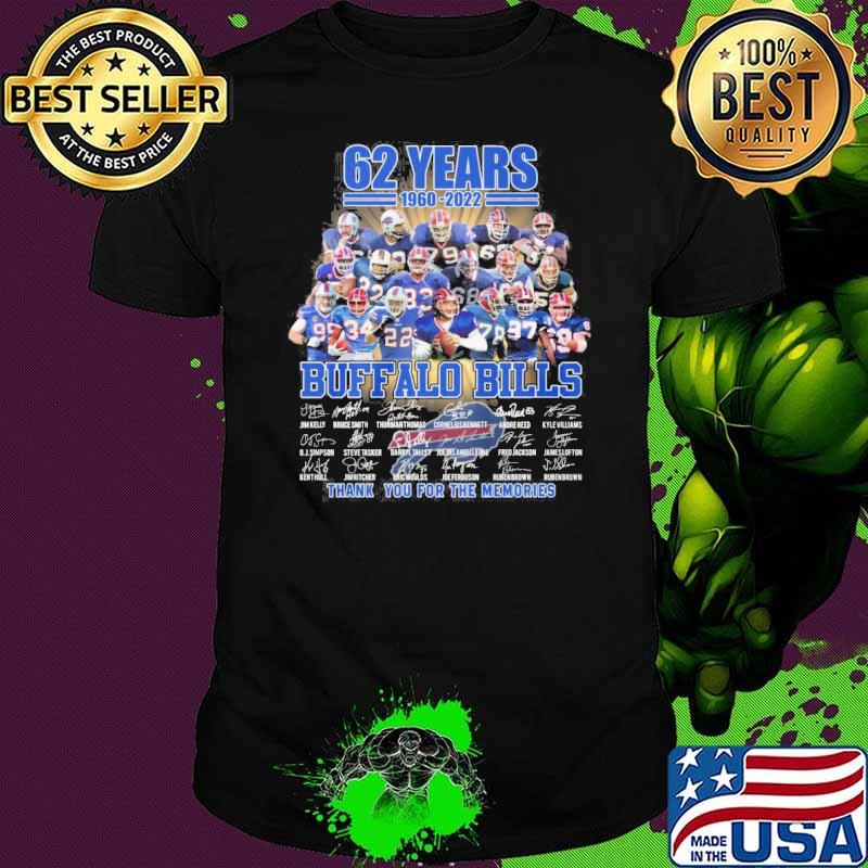 62 years 1960-2022 Buffalo Bills thank you for the memories signatures shirt