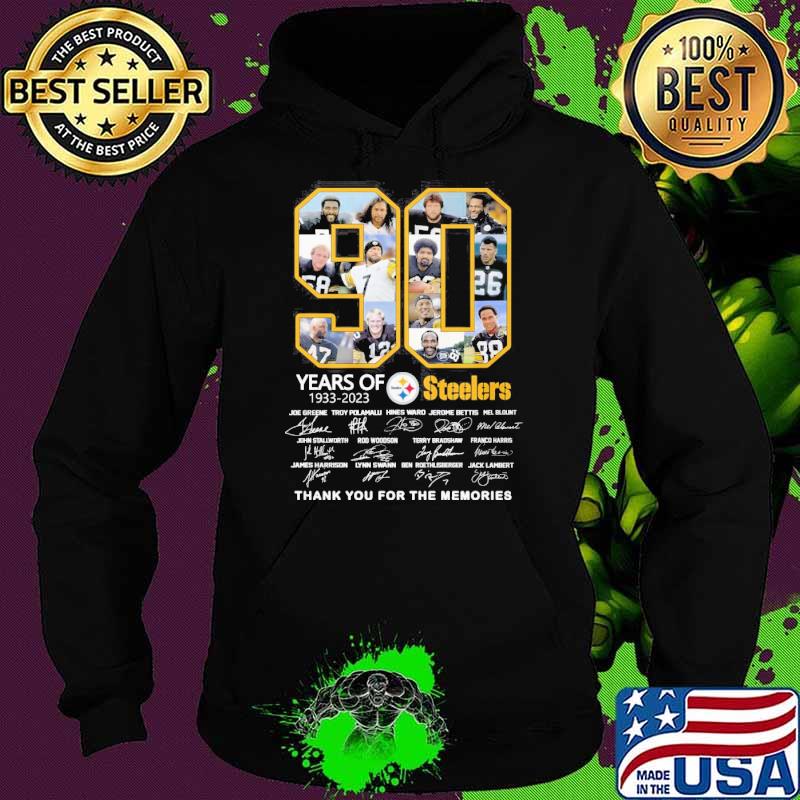 90 years of 1933-2023 Steelers thank you for the memories signatures s Hoodie 90 years of 1933-2023 Steelers thank you for the memories signatures s Hoodie