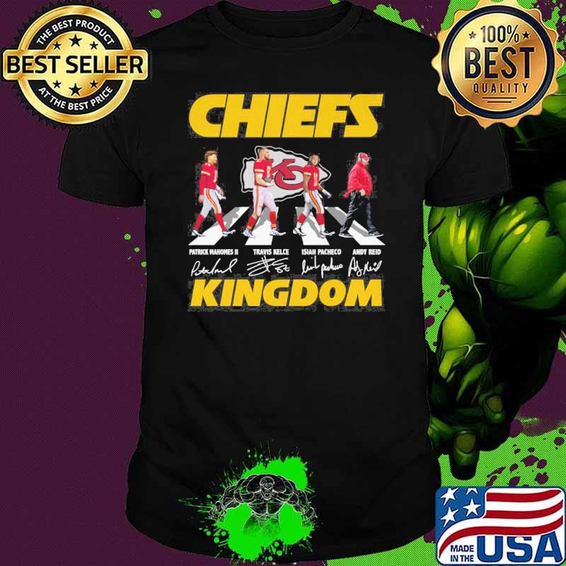 Chiefs kingdom Walking Abbey Road Patrick Mahomes Travis Kelce Isiah Pacheco Andy Reid signatures shirt