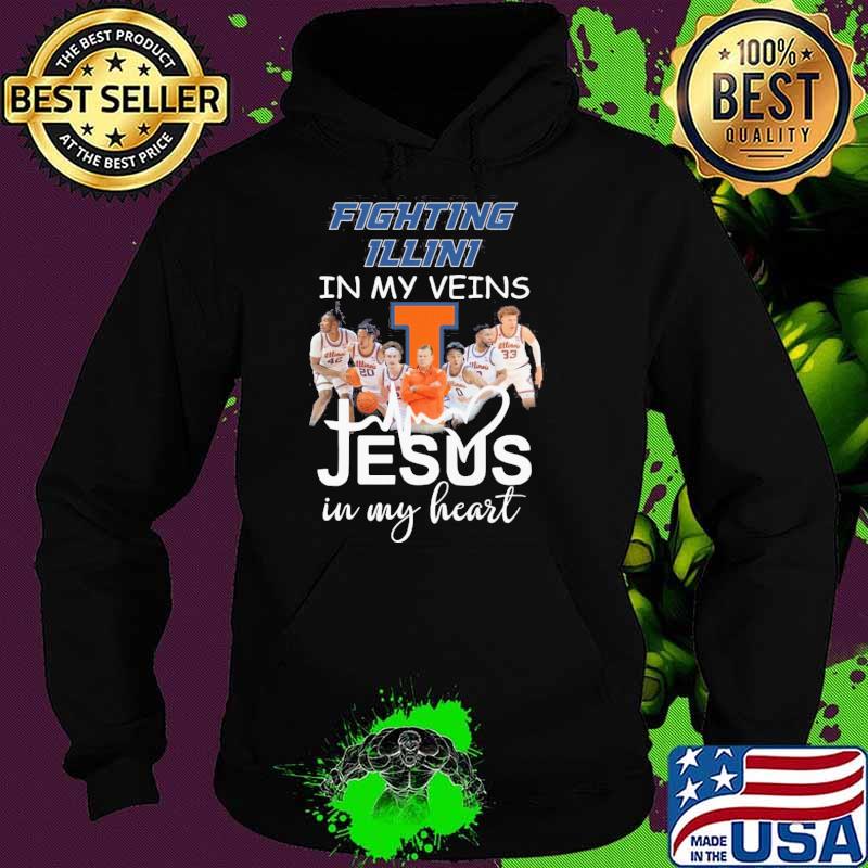 Gighting Illini in my veins Jesus in my heart s Hoodie Gighting Illini in my veins Jesus in my heart s Hoodie