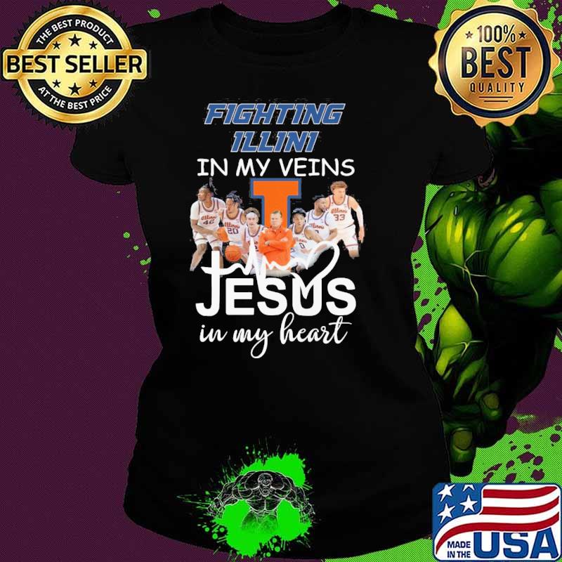 Gighting Illini in my veins Jesus in my heart s Ladies tee Gighting Illini in my veins Jesus in my heart s Ladies tee