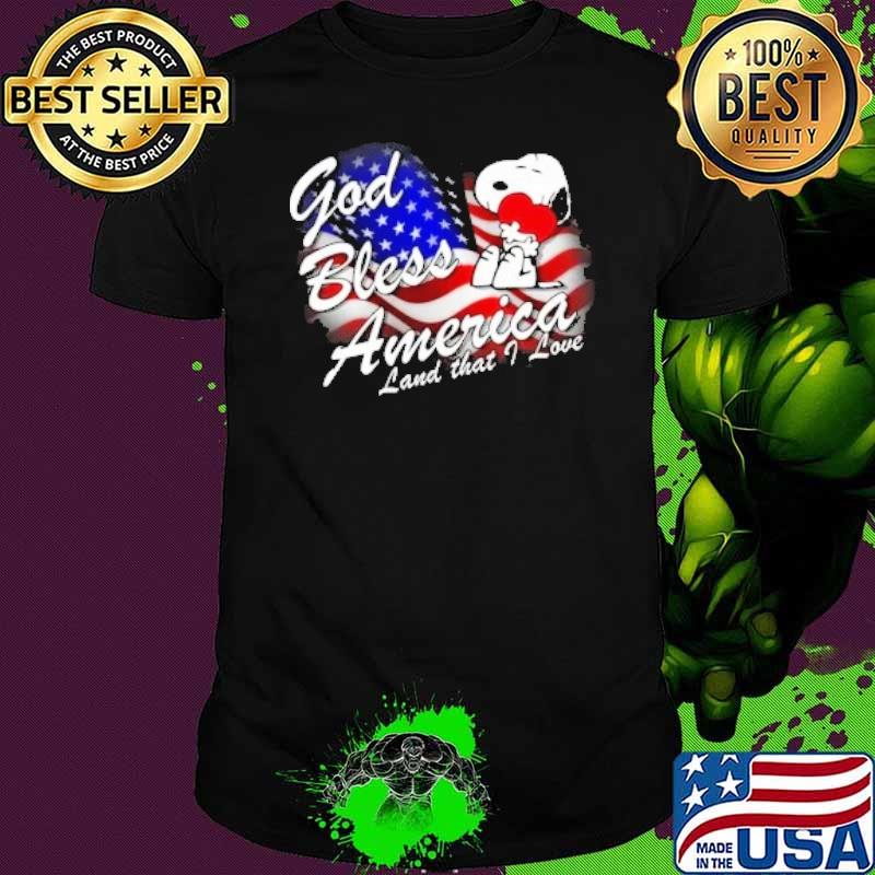 God bless America land that I love snoopy hug heart flag shirt