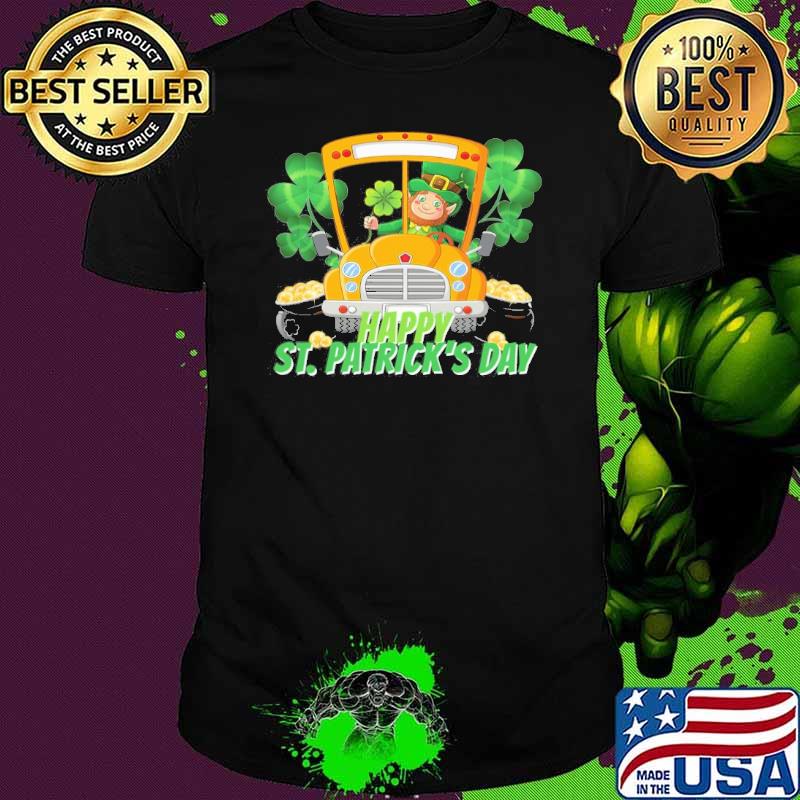 Happy St. Patrick's Day gold bus shirt