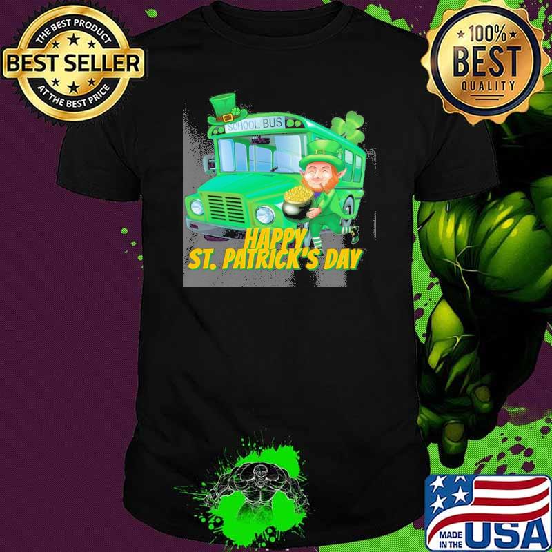 Happy St. Patrick's Day school bus shirt
