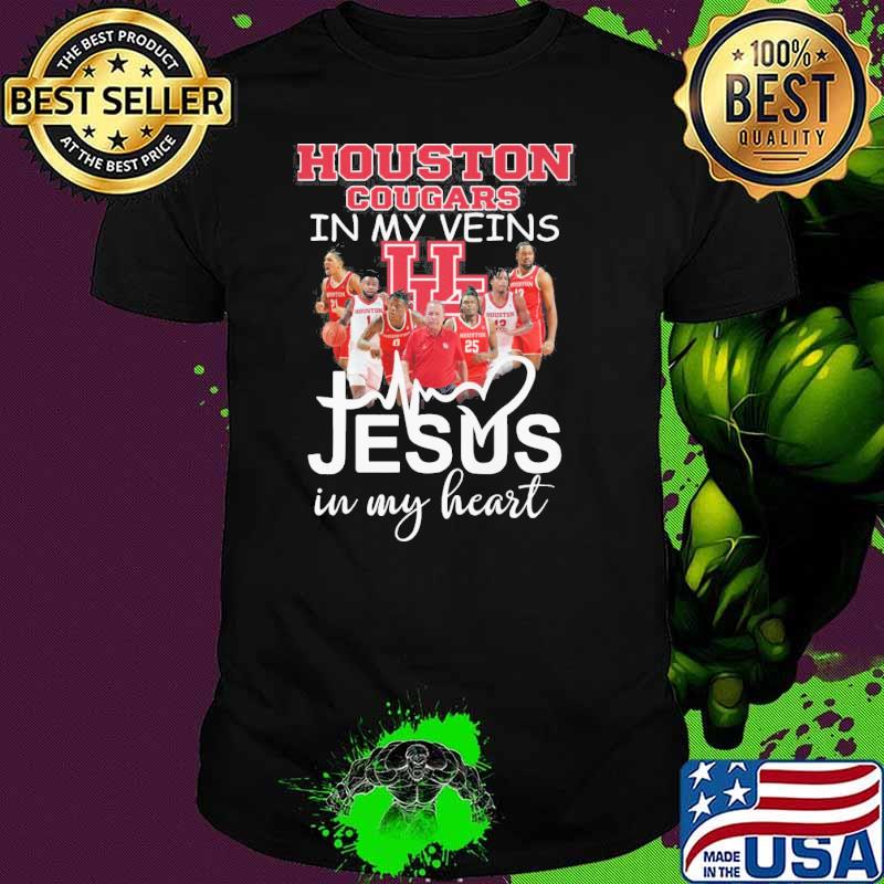 Houston cougars in my veins Jesus in my heart shirt