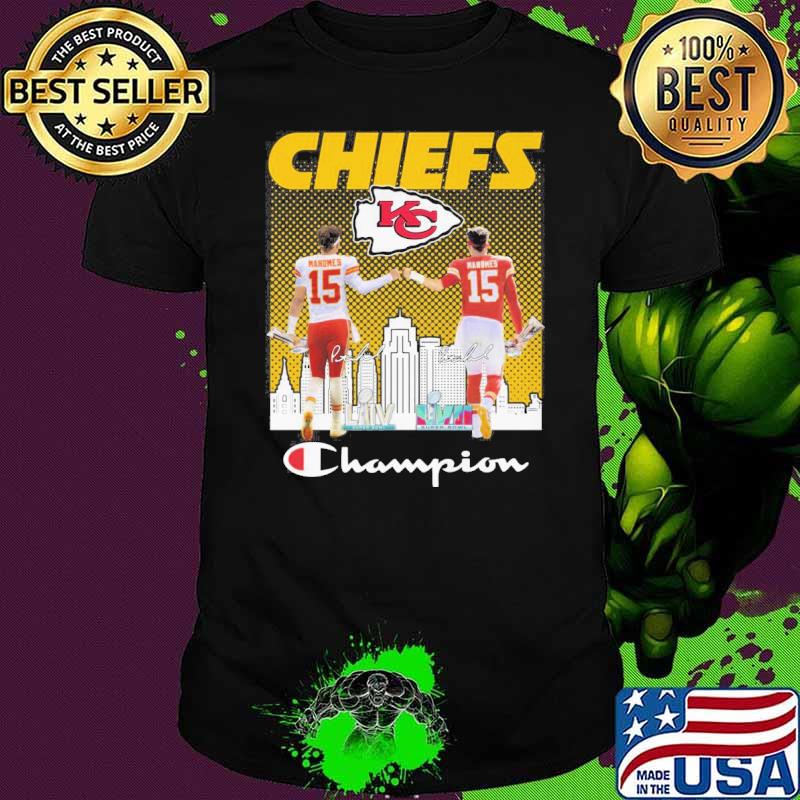 Kansas city Chiefs champion Mahomes 15 LVII super bowl signatures shirt