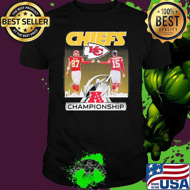 Kansas city Chiefs championship Kelce and Mahomes signatures shirt