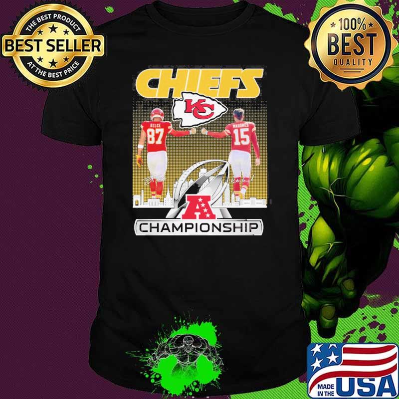Kansas city Chiefs championship Kelce mandnes signatures shirt