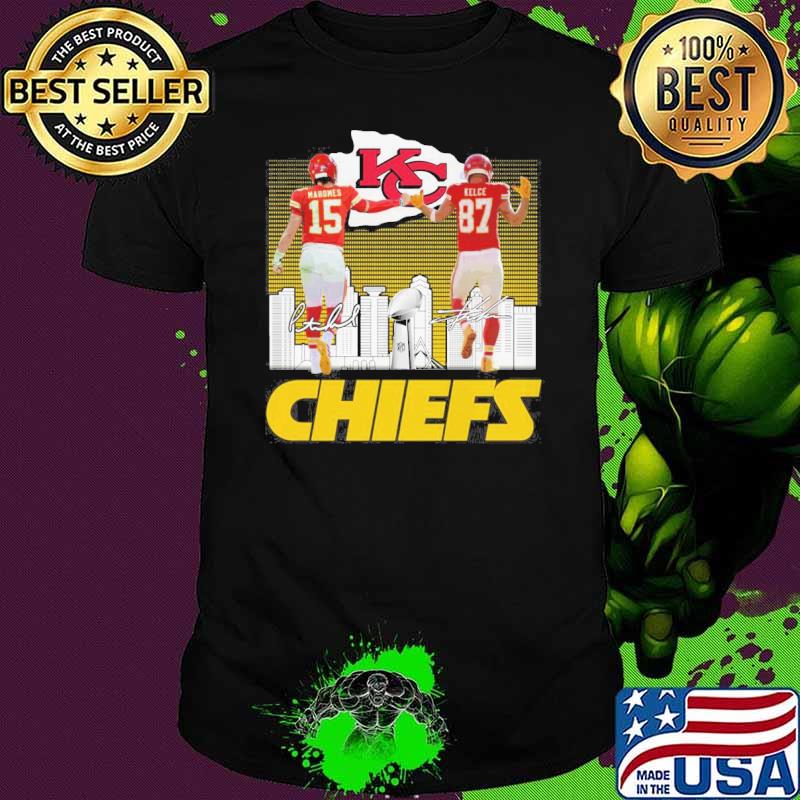 Kansas city Chiefs Mandnes and Kelce signatures shirt