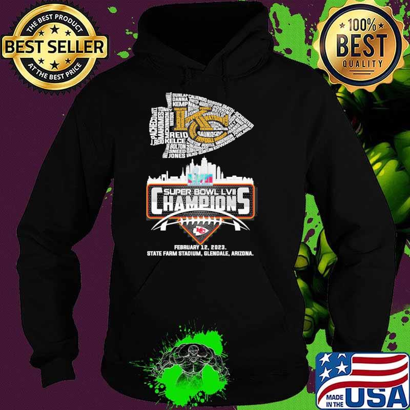 Kansas city Chiefs super bowl LVII champions february 12,2023 state farm stadium, Glendale, Arizona s Hoodie Kansas city Chiefs super bowl LVII champions february 12,2023 state farm stadium, Glendale, Arizona s Hoodie